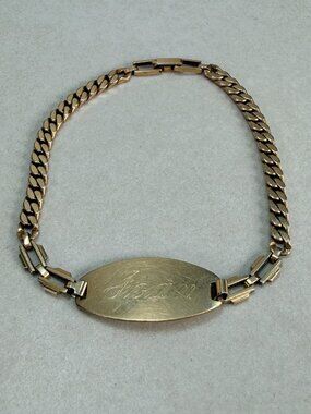 Vintage Gold Filled Engraved Joan ID Bracelet Personalized Chain Bracelet